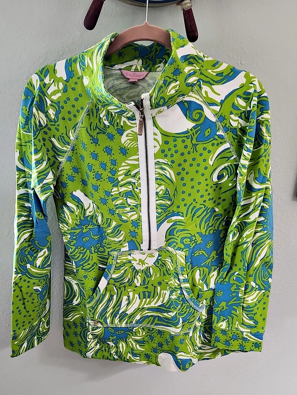 Lilly Pulitzer Skipper Popover Green & Blue Women's Medium